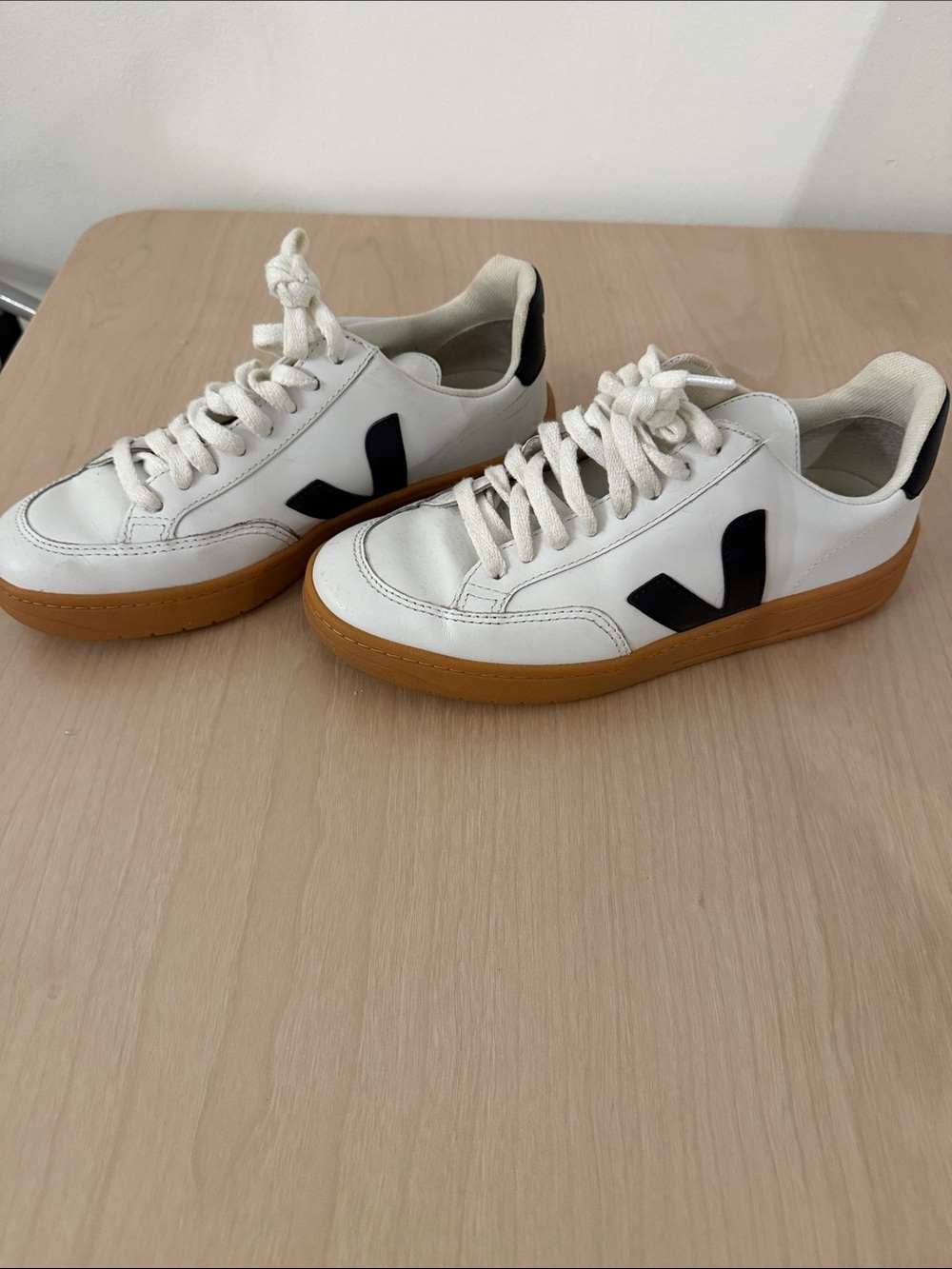 Veja Women's White Leather Sneakers with Gum Soles